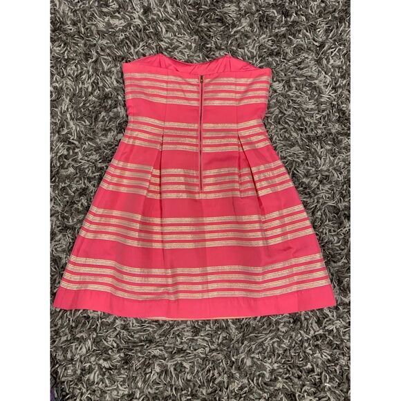 Lilly Pulitzer Strapless Pink and Gold Dress size 6 - Picture 4 of 7